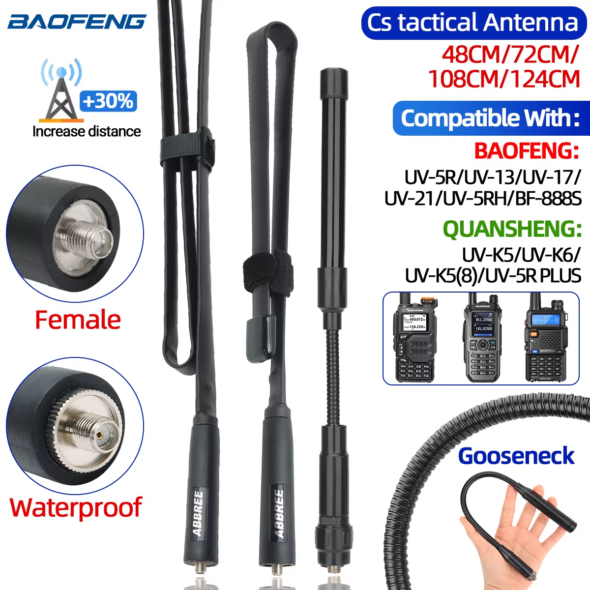 Rc Drift Car Brushless - ABBREE CS Tactical Antenna SMA-Female Dual