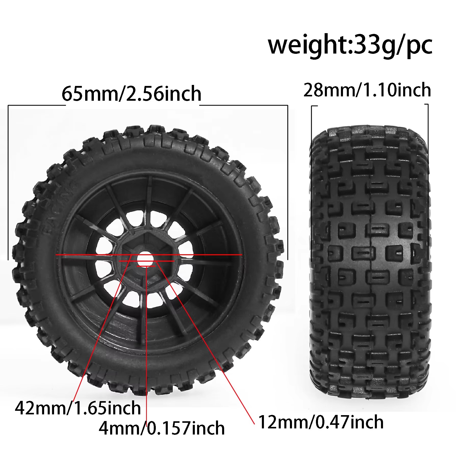 Rc 4 65mm rubber tires Tyre 12 – Rc Drift Car Brushless recenzja i cena